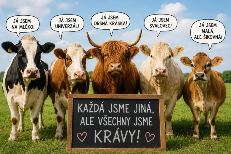 Cows of different breeds